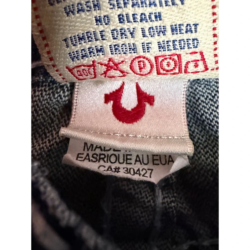 True Religion Bobby Big T Vintage Y2K Distressed Denim Jeans Made USA Size 34